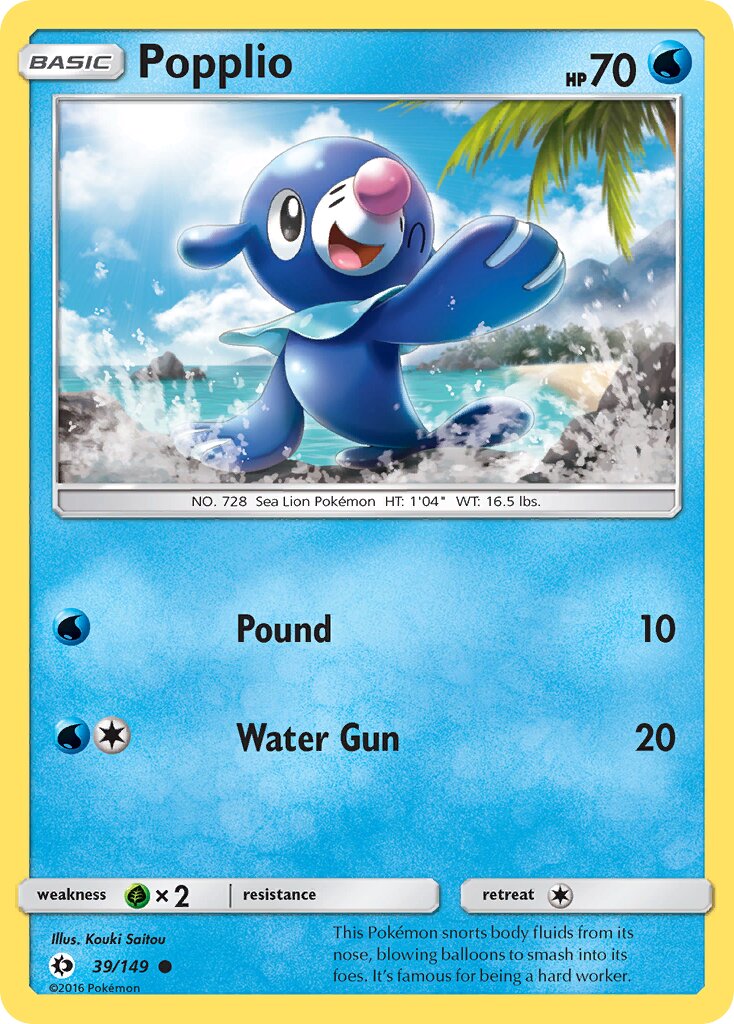 Popplio 039/172 — Sun & Moon (English Pokémon TCG card)