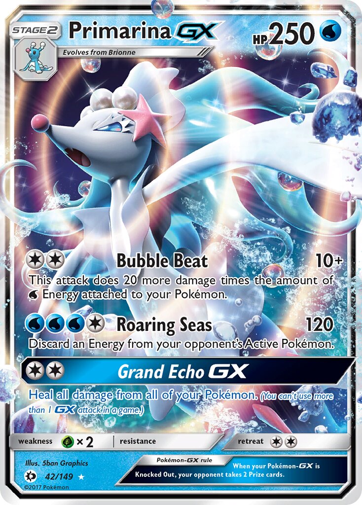 Primarina-GX 042/172 — Sun & Moon (English Pokémon TCG card)