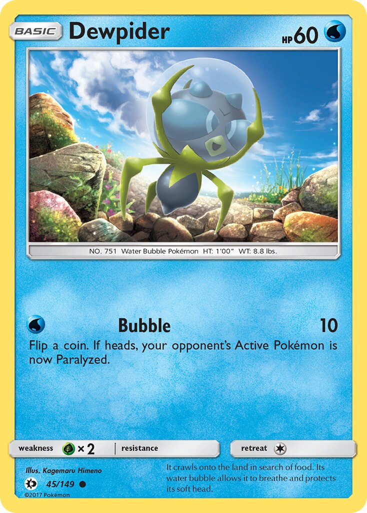 Dewpider 045/172 — Sun & Moon (English Pokémon TCG card)