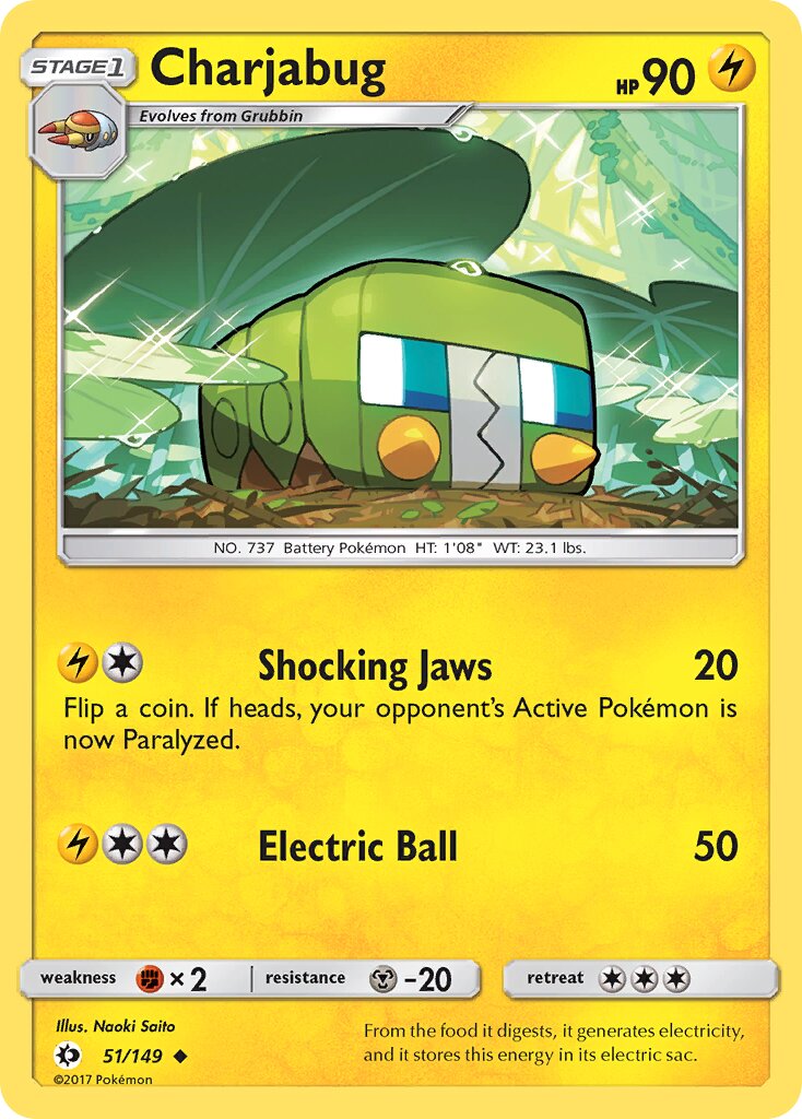 Charjabug 051/172 — Sun & Moon (English Pokémon TCG card)