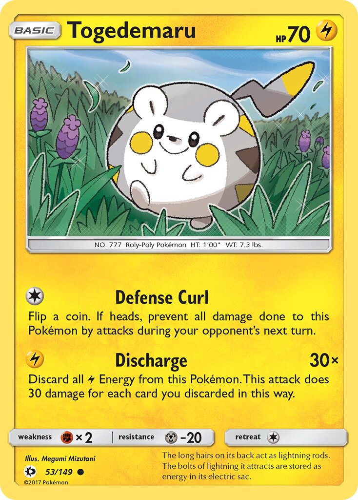 Togedemaru 053/172 — Sun & Moon (English Pokémon TCG card)