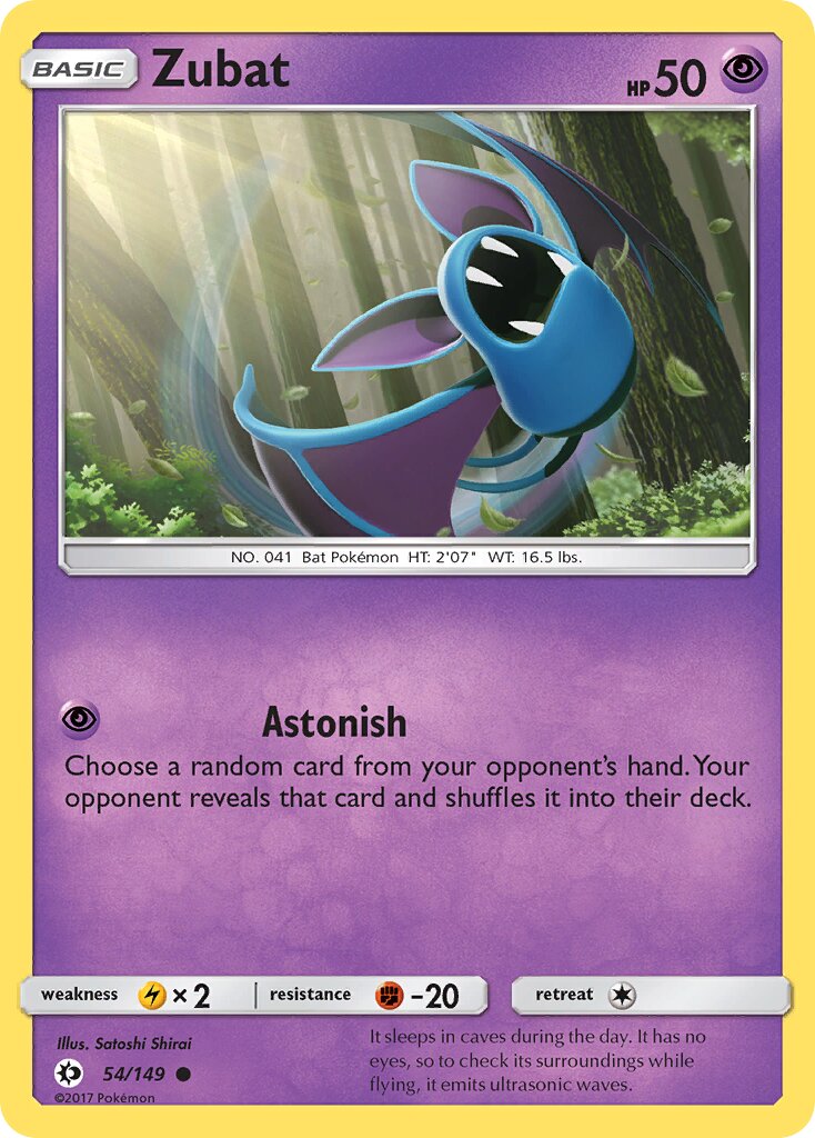 Zubat 054/172 — Sun & Moon (English Pokémon TCG card)