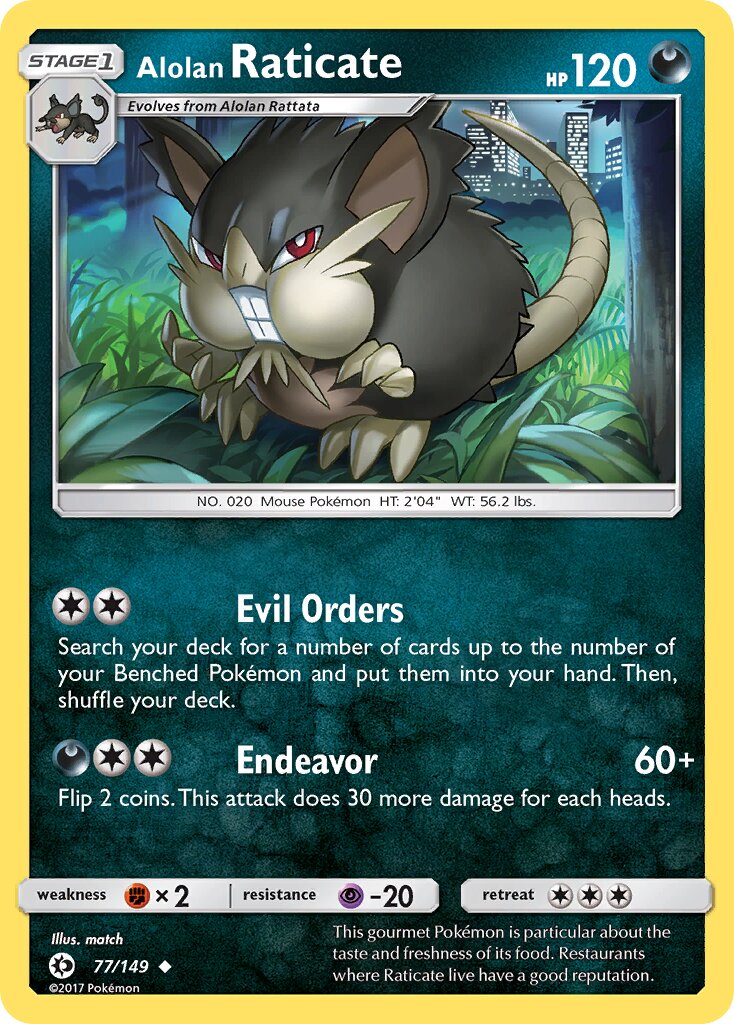 Alolan Raticate 077/172 — Sun & Moon (English Pokémon TCG card)