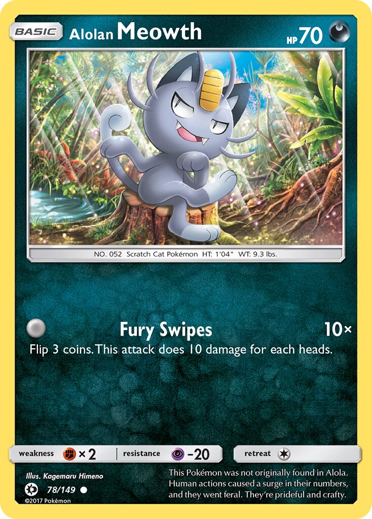 Alolan Meowth 078/172 — Sun & Moon (English Pokémon TCG card)