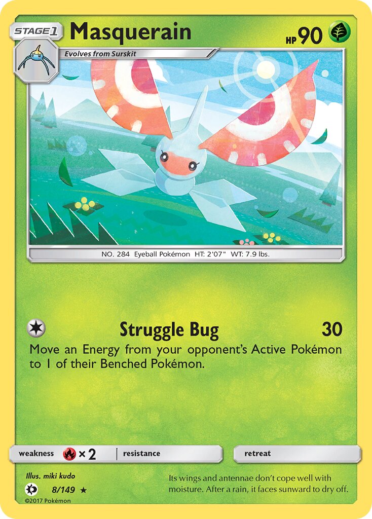Masquerain 008/172 — Sun & Moon (English Pokémon TCG card)