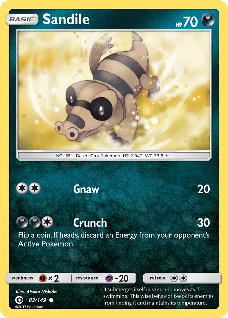 Sandile 083/172 — Sun & Moon (English Pokémon TCG card)