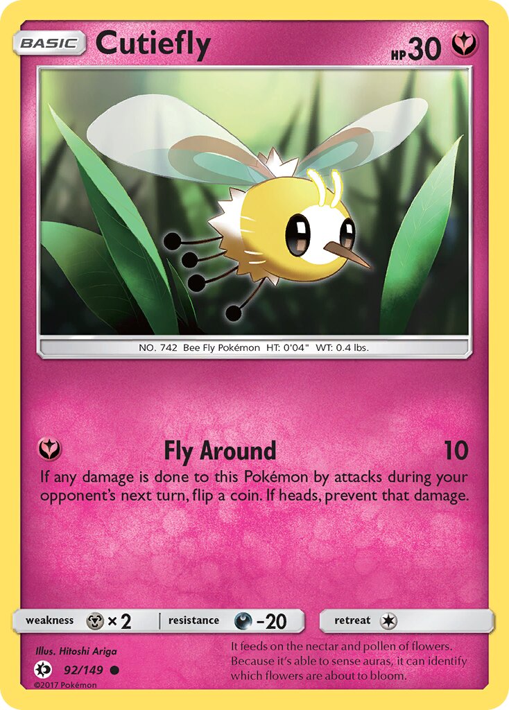 Cutiefly 092/172 — Sun & Moon (English Pokémon TCG card)