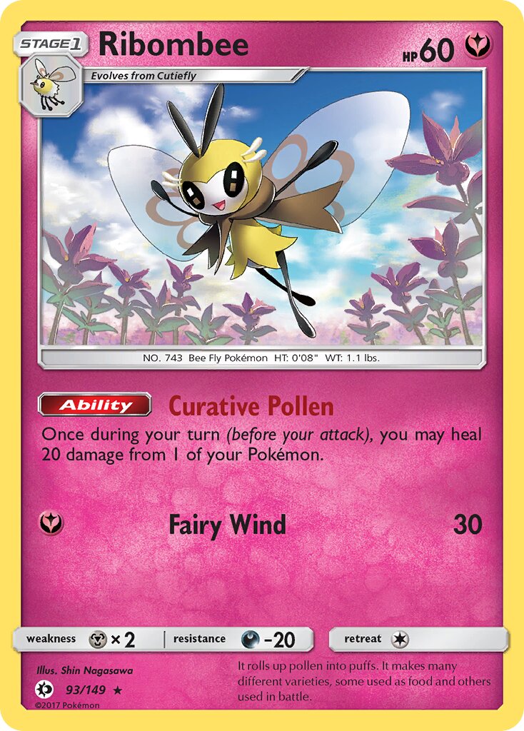 Ribombee 093/172 — Sun & Moon (English Pokémon TCG card)
