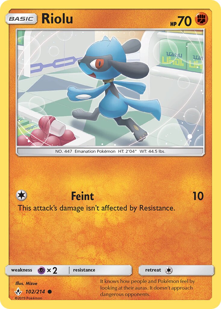 Riolu 102/234 — Unbroken Bonds (English Pokémon TCG card)