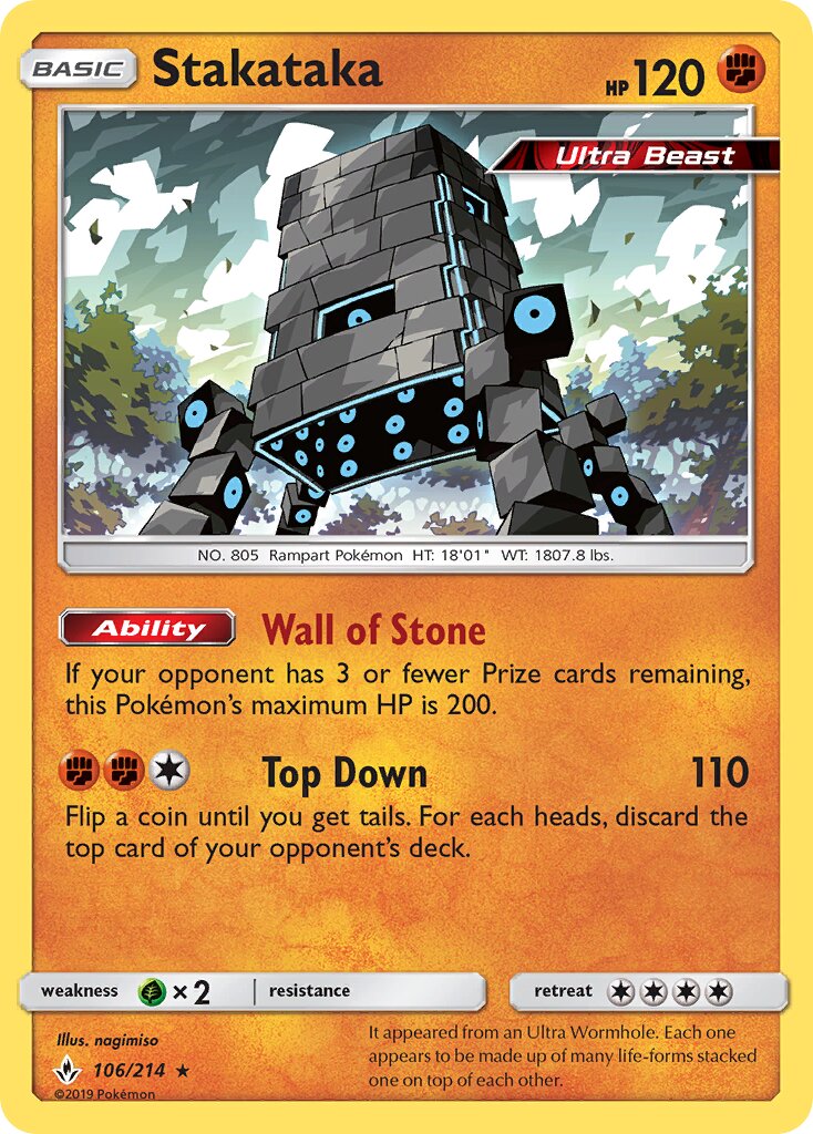 Stakataka 106/234 — Unbroken Bonds (English Pokémon TCG card)