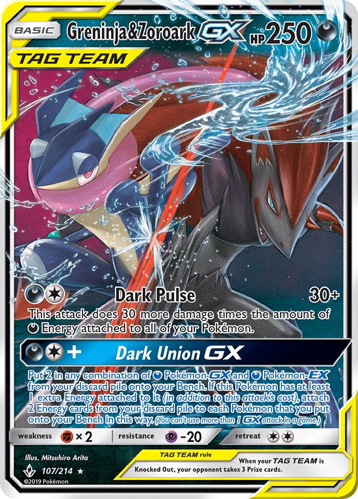 Greninja & Zoroark-GX 107/234 — Unbroken Bonds (English Pokémon TCG card)
