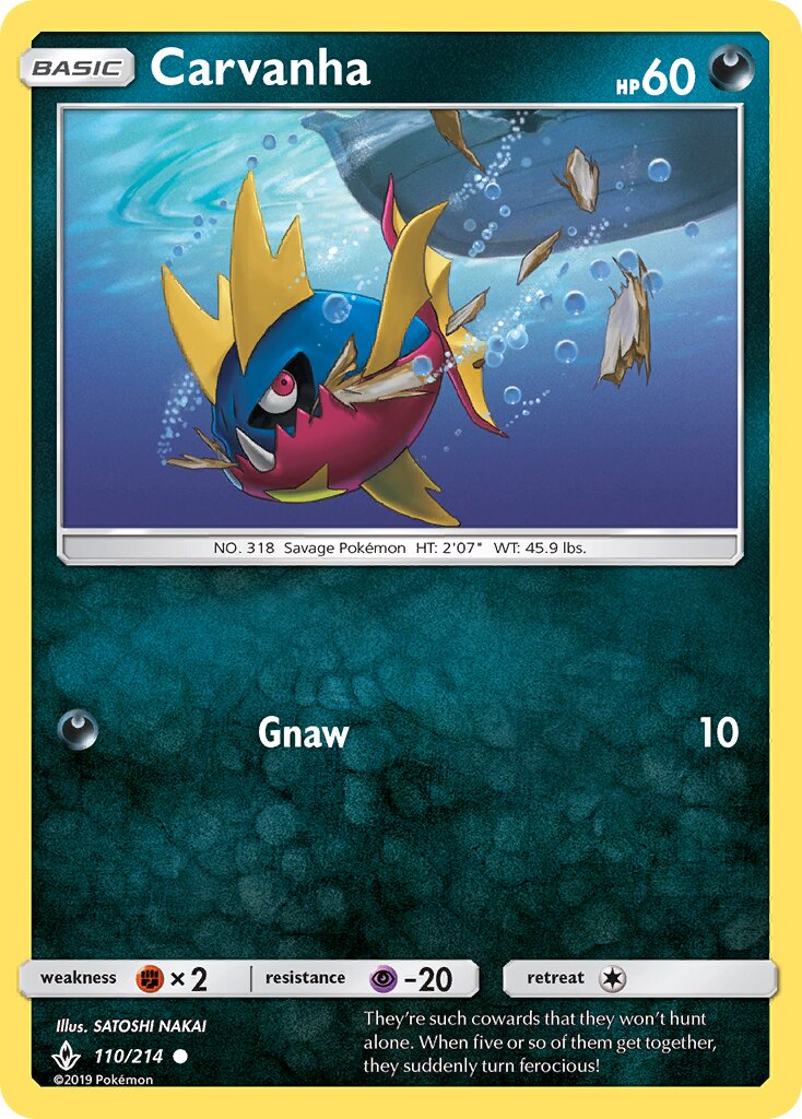 Carvanha 110/234 — Unbroken Bonds (English Pokémon TCG card)