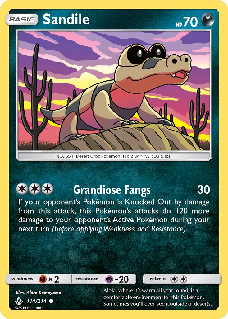 Sandile 114/234 — Unbroken Bonds (English Pokémon TCG card)