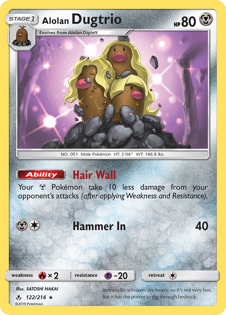 Alolan Dugtrio 122/234 — Unbroken Bonds (English Pokémon TCG card)