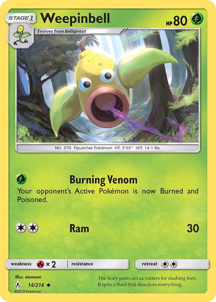Weepinbell 014/234 — Unbroken Bonds (English Pokémon TCG card)