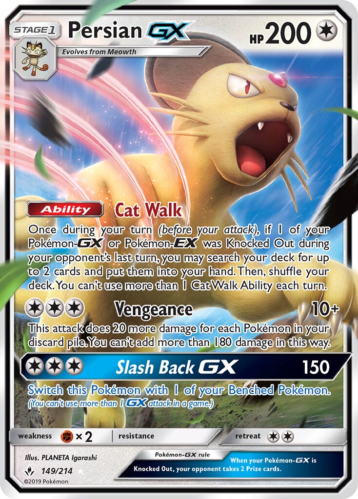 Persian-GX 149/234 — Unbroken Bonds (English Pokémon TCG card)