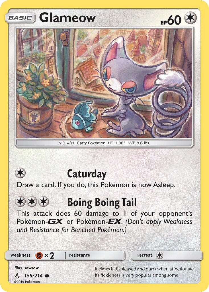 Glameow 159/234 — Unbroken Bonds (English Pokémon TCG card)
