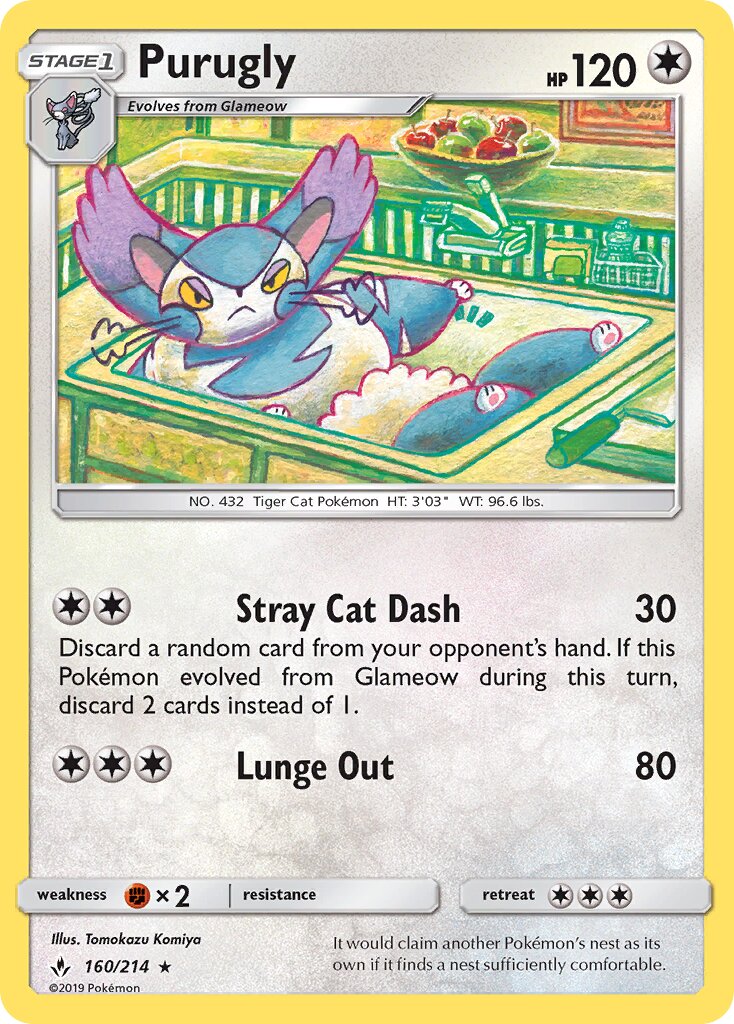 Purugly 160/234 — Unbroken Bonds (English Pokémon TCG card)