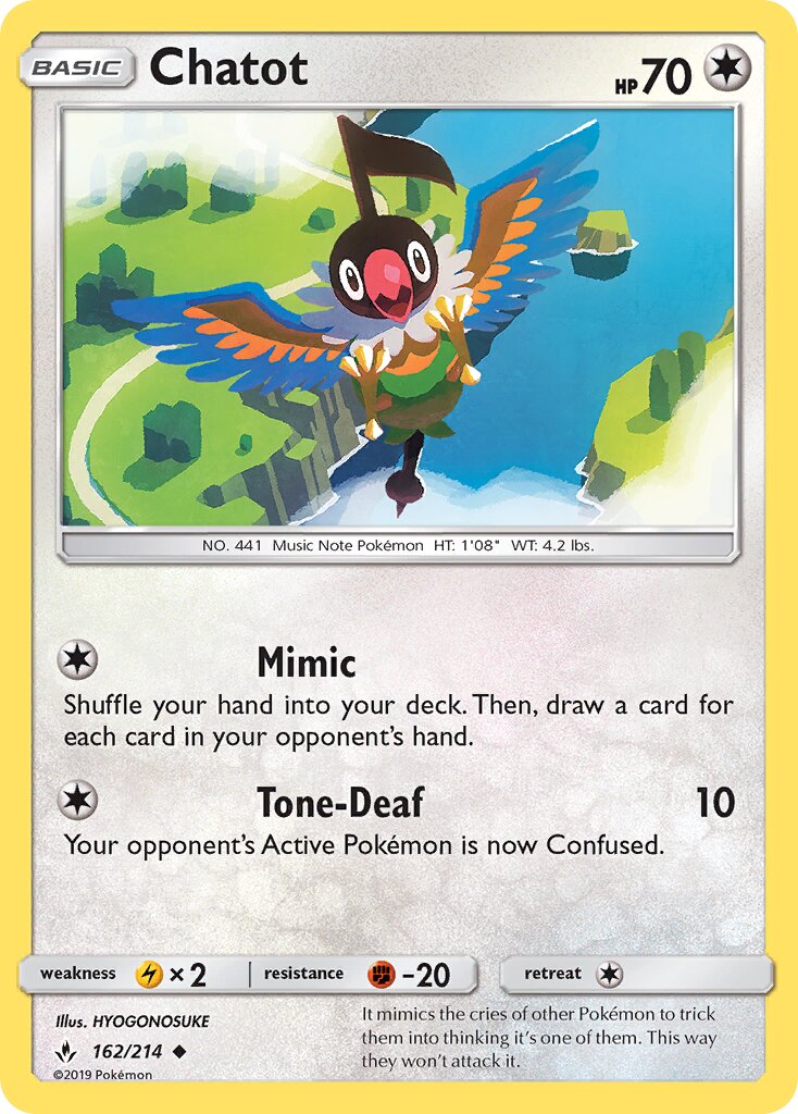 Chatot 162/234 — Unbroken Bonds (English Pokémon TCG card)