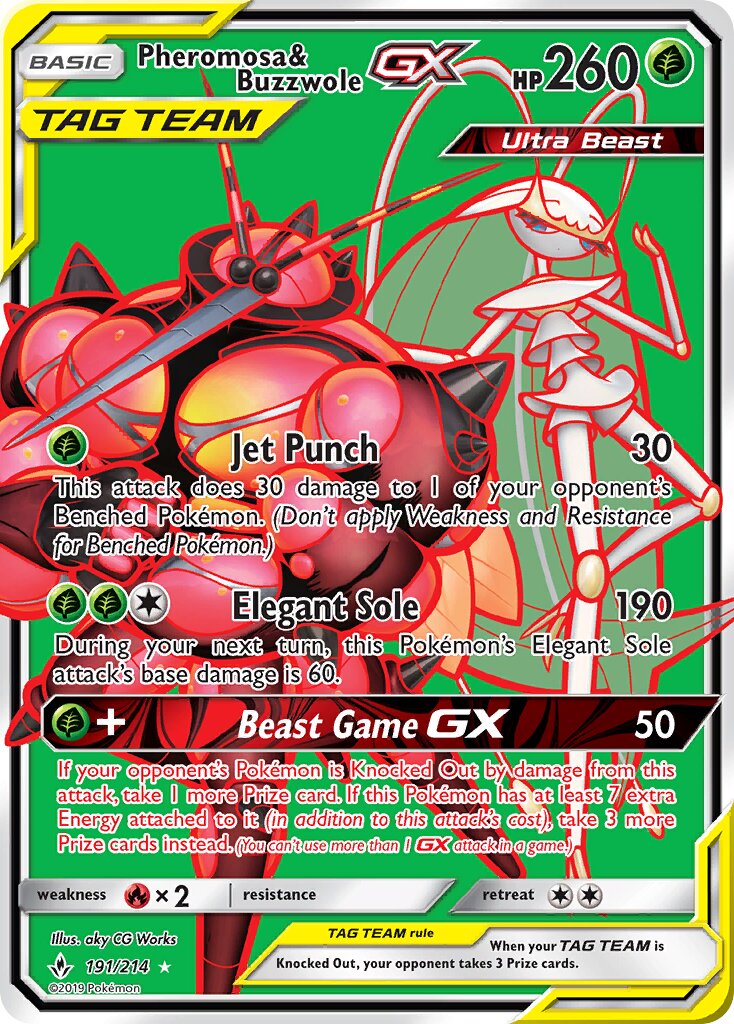 Pheromosa & Buzzwole-GX 191/234 — Unbroken Bonds (English Pokémon TCG card)