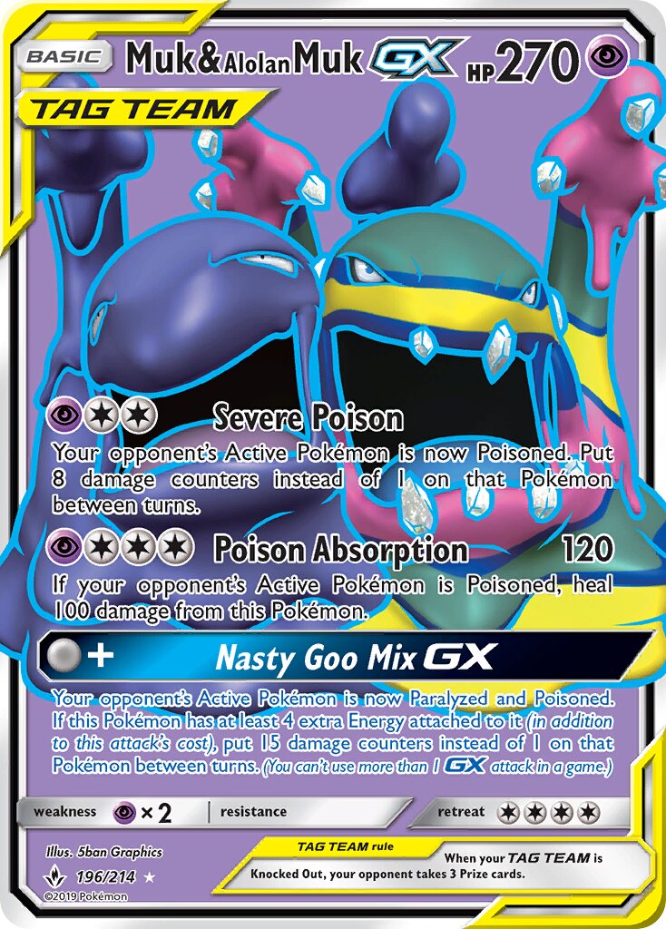 Muk & Alolan Muk-GX 196/234 — Unbroken Bonds (English Pokémon TCG card)