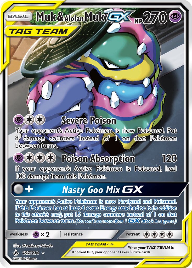 Muk & Alolan Muk-GX 197/234 — Unbroken Bonds (English Pokémon TCG card)