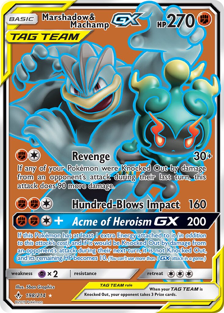 Marshadow & Machamp-GX 198/234 — Unbroken Bonds (English Pokémon TCG card)