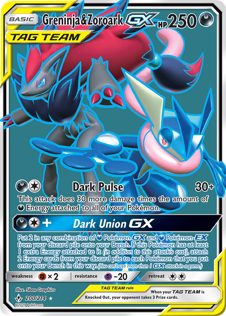 Greninja & Zoroark-GX 200/234 — Unbroken Bonds (English Pokémon TCG card)