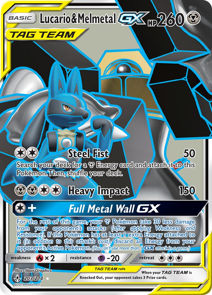 Lucario & Melmetal-GX 203/234 — Unbroken Bonds (English Pokémon TCG card)