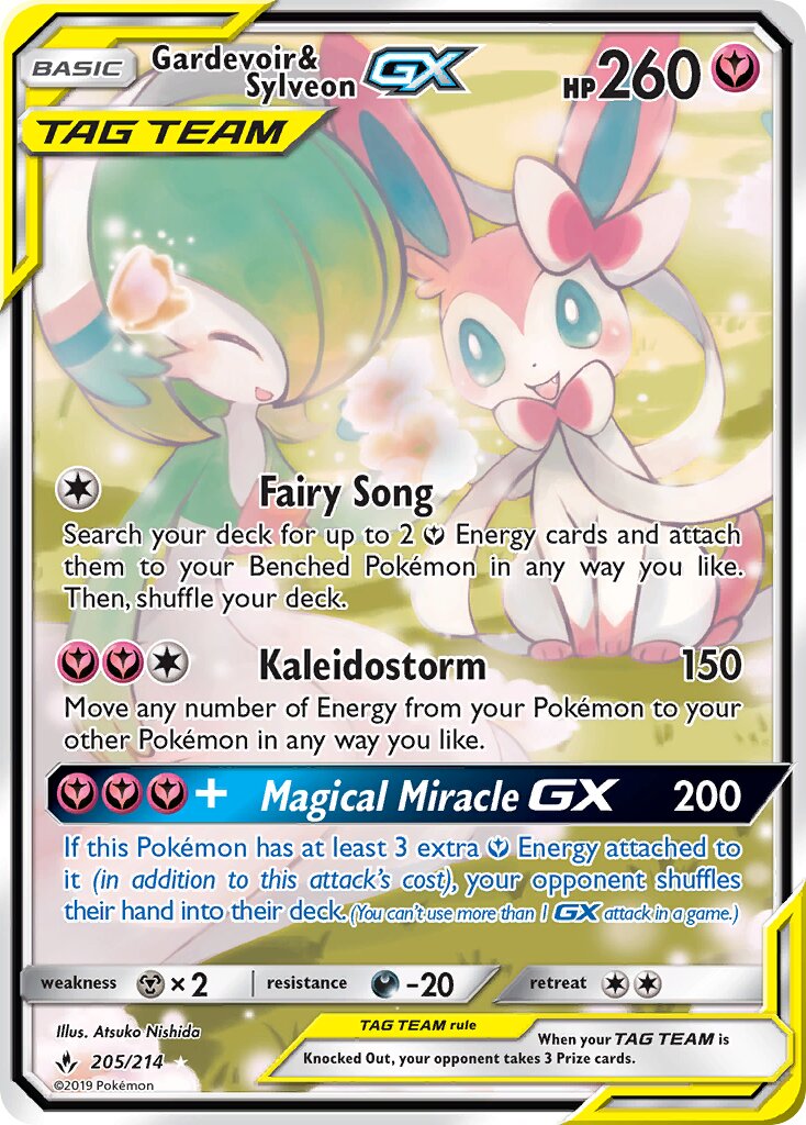 Gardevoir & Sylveon-GX 205/234 — Unbroken Bonds (English Pokémon TCG card)