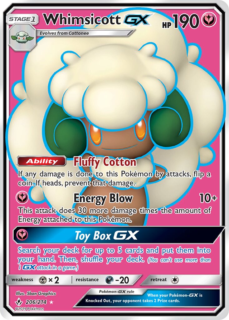 Whimsicott-GX 206/234 — Unbroken Bonds (English Pokémon TCG card)