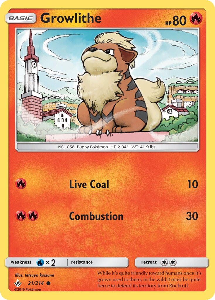Growlithe 021/234 — Unbroken Bonds (English Pokémon TCG card)
