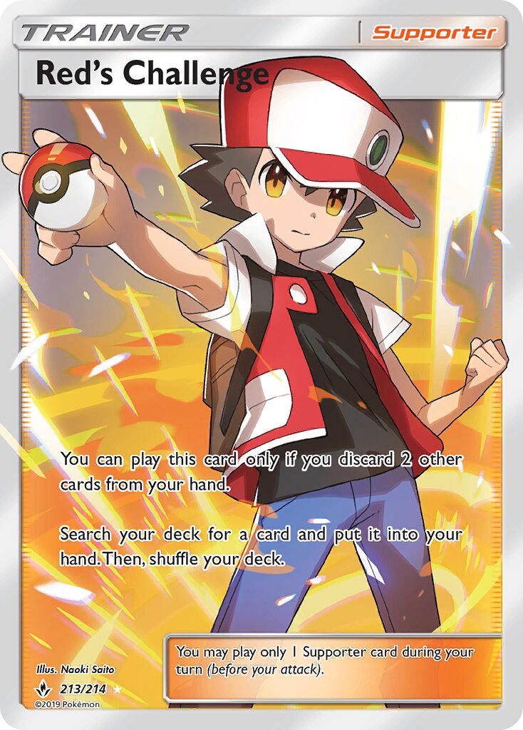 Red's Challenge 213/234 — Unbroken Bonds (English Pokémon TCG card)