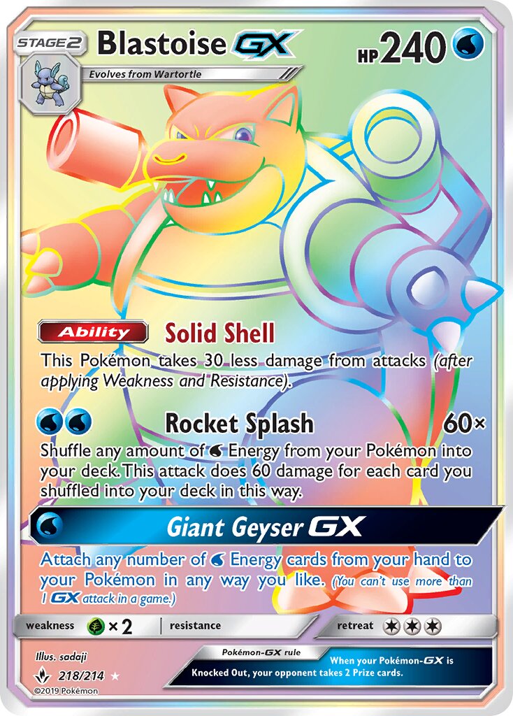Blastoise-GX 218/234 — Unbroken Bonds (English Pokémon TCG card)