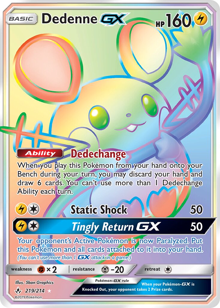 Dedenne-GX 219/234 — Unbroken Bonds (English Pokémon TCG card)
