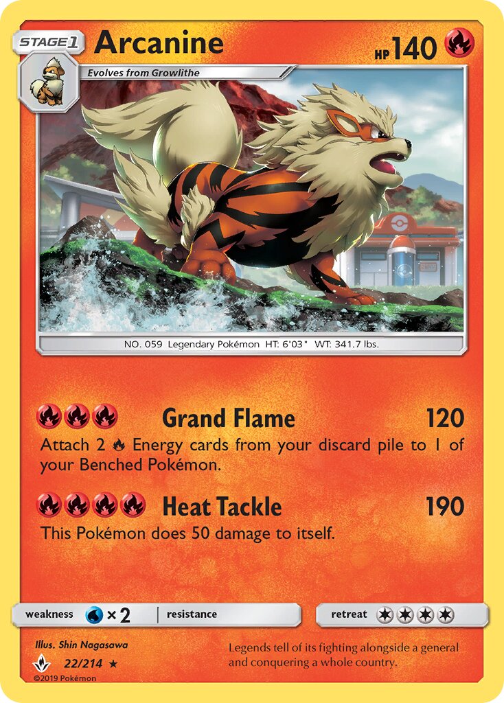 Arcanine 022/234 — Unbroken Bonds (English Pokémon TCG card)