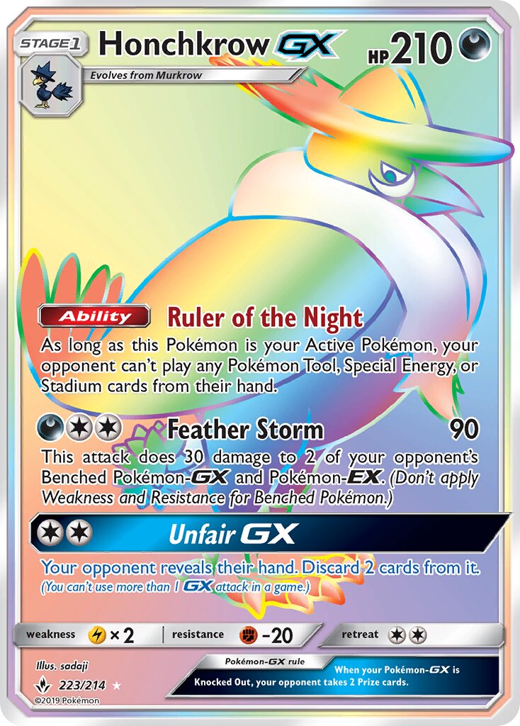 Honchkrow-GX 223/234 — Unbroken Bonds (English Pokémon TCG card)