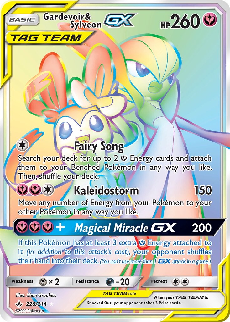 Gardevoir & Sylveon-GX 225/234 — Unbroken Bonds (English Pokémon TCG card)