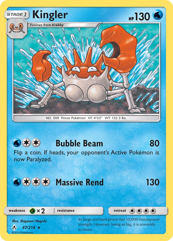 Kingler 047/234 — Unbroken Bonds (English Pokémon TCG card)