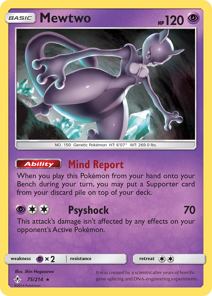 Mewtwo 075/234 — Unbroken Bonds (English Pokémon TCG card)