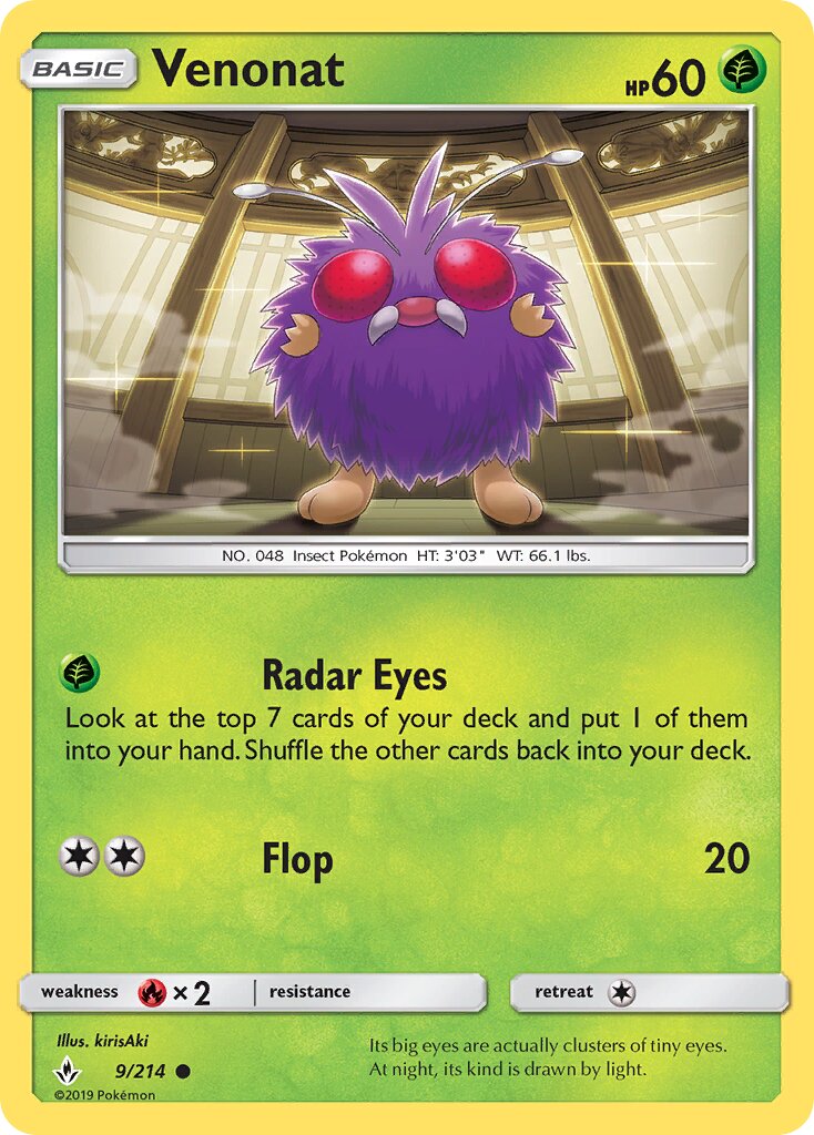 Venonat 009/234 — Unbroken Bonds (English Pokémon TCG card)