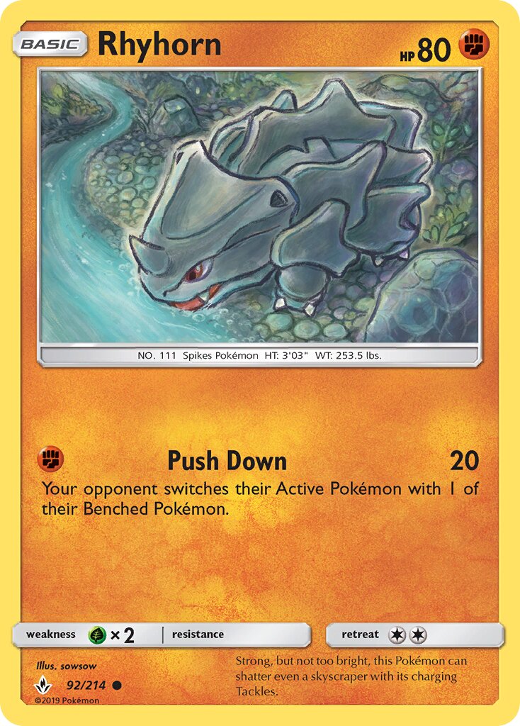 Rhyhorn 092/234 — Unbroken Bonds (English Pokémon TCG card)