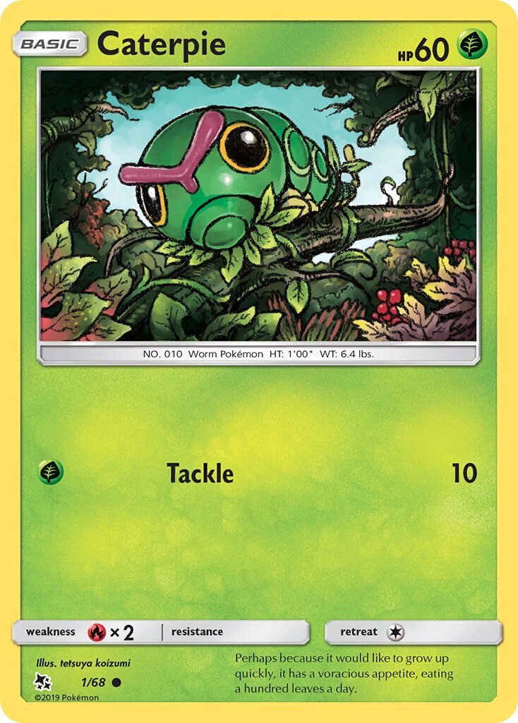 Caterpie 001 — Hidden Fates (English Pokémon TCG card)