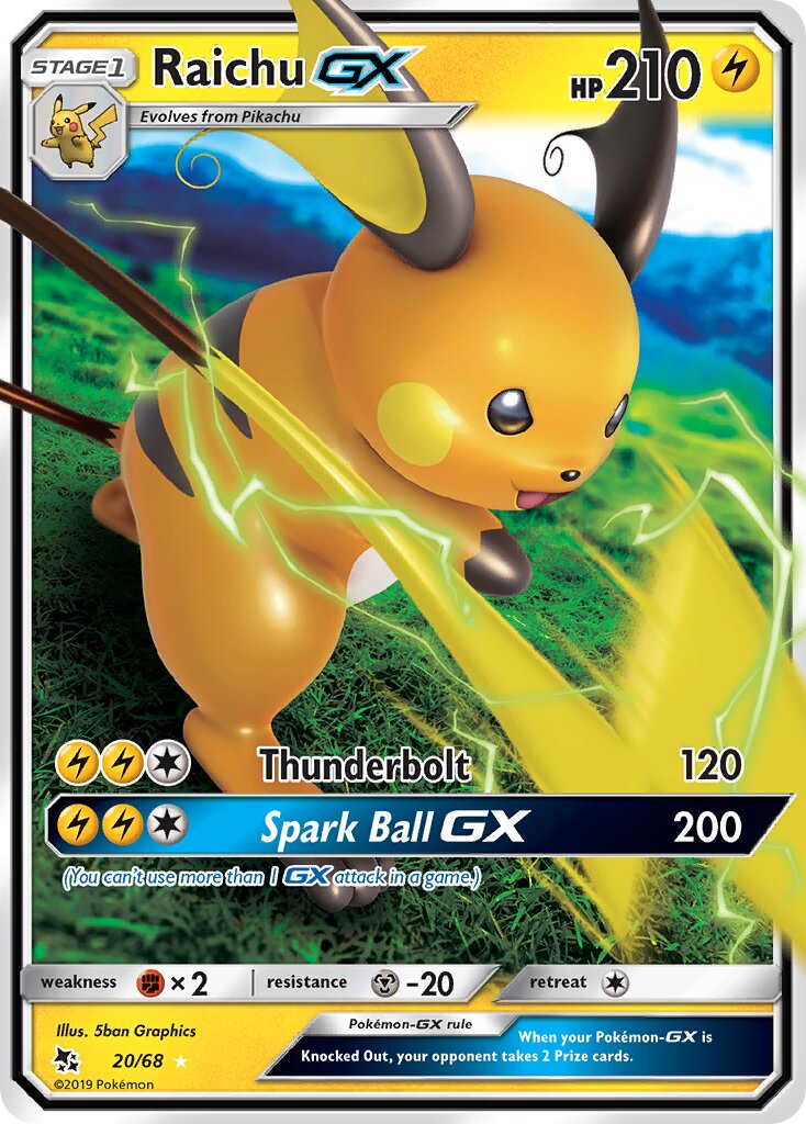 Raichu-GX 020 — Hidden Fates (English Pokémon TCG card)