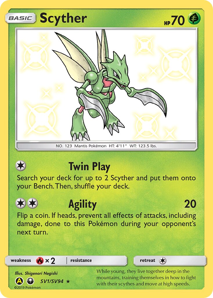 Scyther SV1/SV94 — Hidden Fates (English Pokémon TCG card)