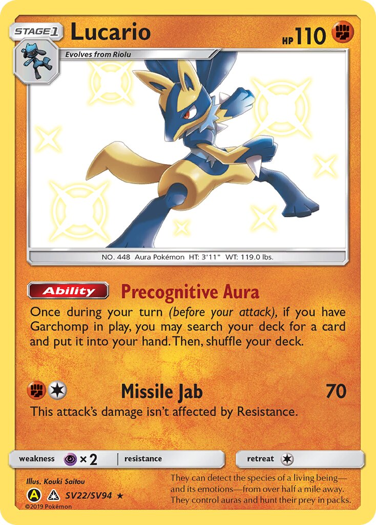 Lucario SV22/SV94 — Hidden Fates (English Pokémon TCG card)