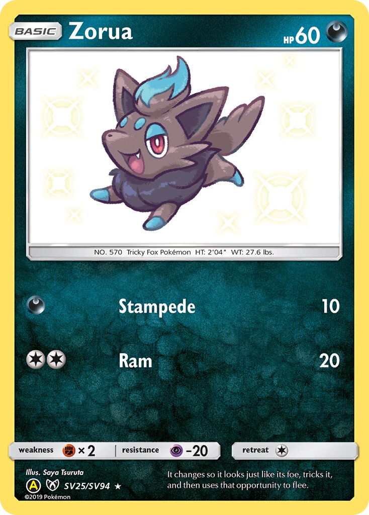 Zorua SV25/SV94 — Hidden Fates (English Pokémon TCG card)