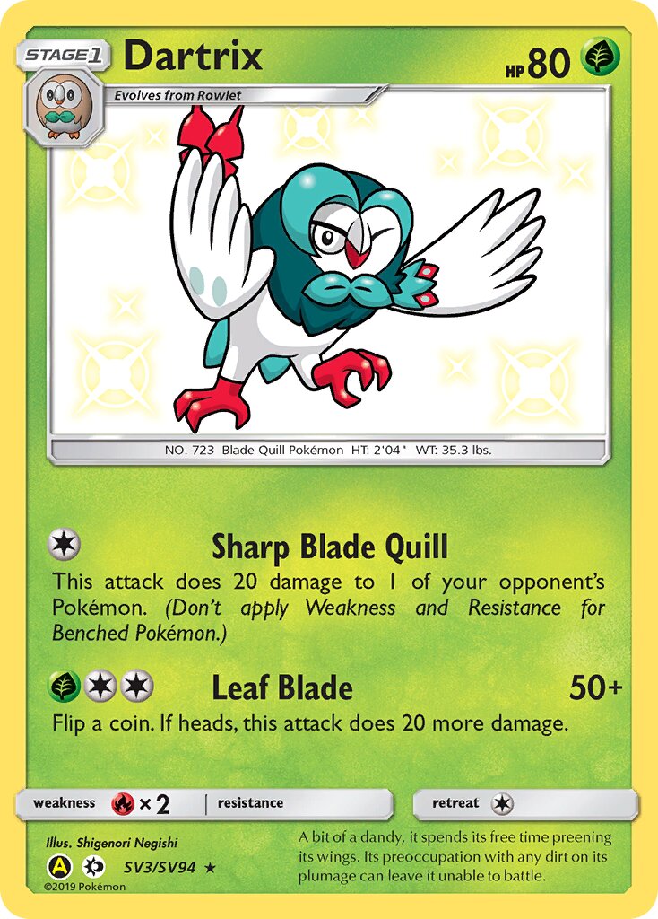 Dartrix SV3/SV94 — Hidden Fates (English Pokémon TCG card)