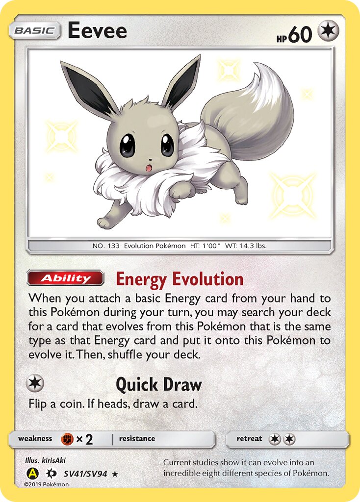 Eevee SV41/SV94 — Hidden Fates (English Pokémon TCG card)