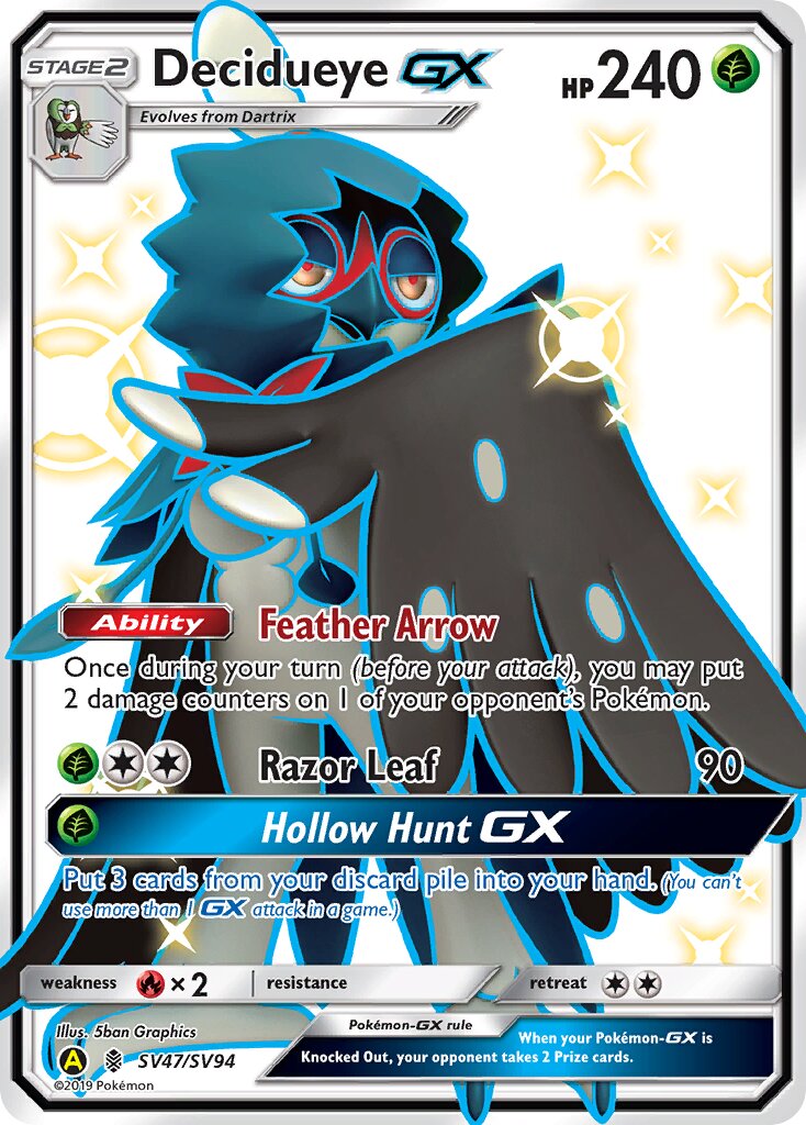 Decidueye-GX SV47/SV94 — Hidden Fates (English Pokémon TCG card)